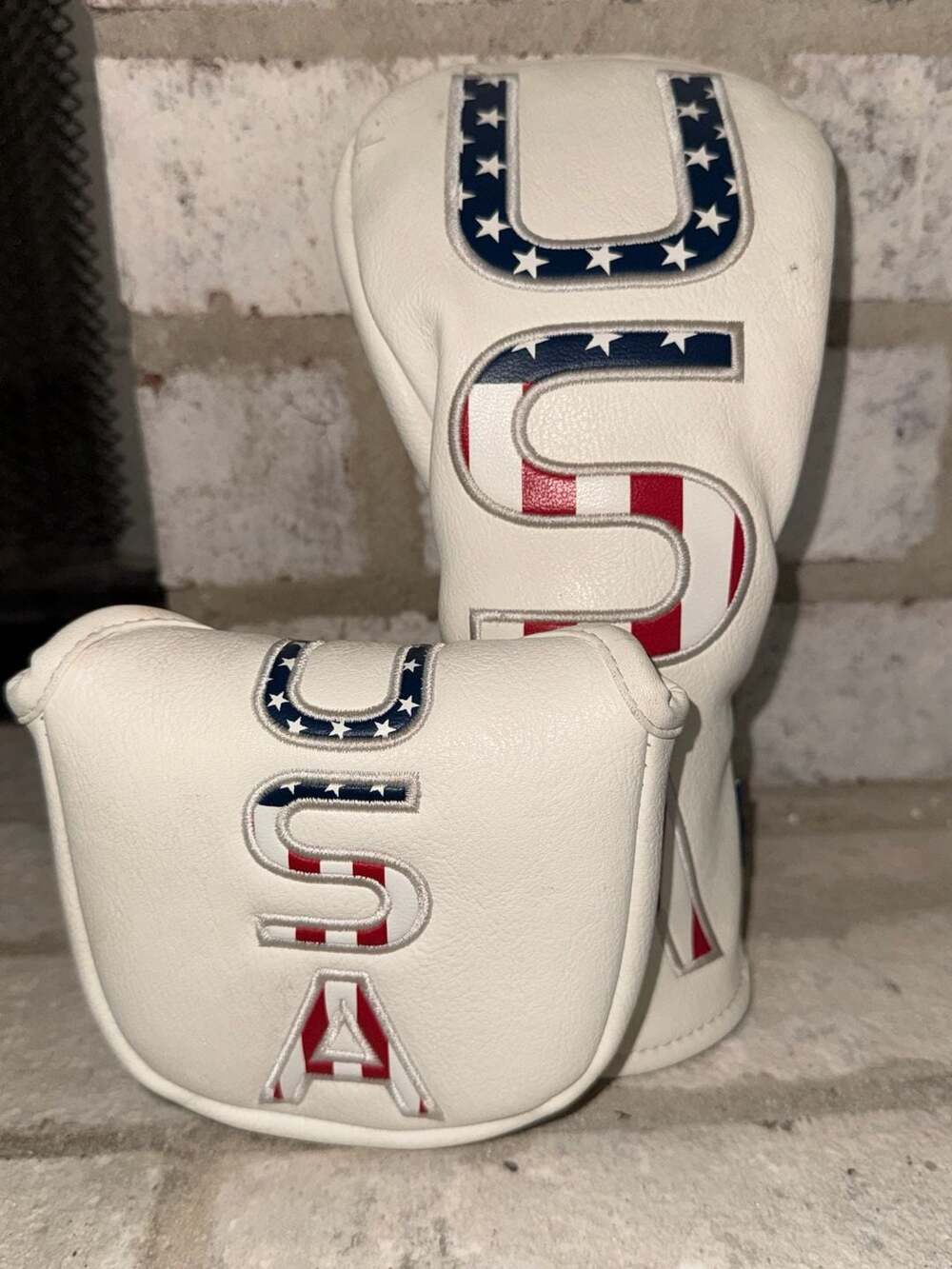 CMC Design USA Stripes Driver and Putter Headcover Set White